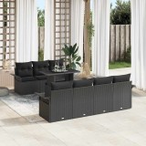Set Canapele Grădină 8 Piese Perne Negru Rattan Poliester