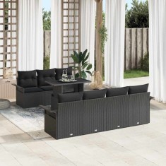 vidaXL Set de canapele pentru grădină cu pernă 8 pcs Negru Rattan poli 3356966