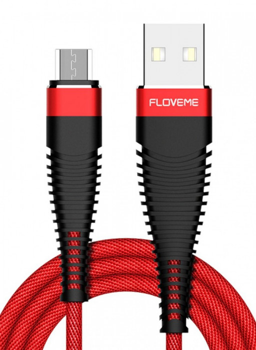 Cablu USB Micro USB 2M Textil Rosu Premium AutoProtect KeyCars