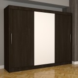 Dulap Dormitor Nova Eco 250 cm x 200 cm , fara oglinda , wenge cu usi glisante wenge alb