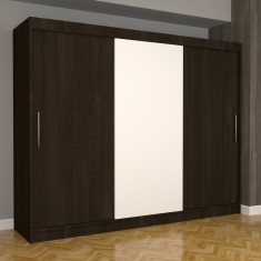 Dulap Dormitor Nova Eco 250 cm x 200 cm , fara oglinda , wenge cu usi glisante wenge alb