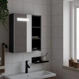 VidaXL Dulap cu oglindă de baie cu LED, negru, 45x13x52 cm