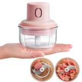 Tocator Electric Roz, Mini, USB, 45W, 250ml. Maruntire Usturoi, Legume, Fructe, Carne. Portabil, Usor de Curatat