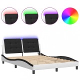 Cumpara ieftin Cadru de pat cu LED fara saltea, Zadar, alb si negru, 120x200 cm