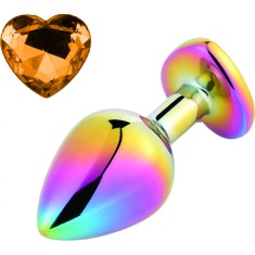 Dop Anal Rainbow Buttplug Medium, Heart Shape, Piatra Portocalie, Guilty Toys
