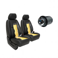 Kit incalzire pentru scaune auto sezut si spatar, din carbon, buton 6 trepte Luxury Blue, pentru 2 scaune