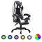 vidaXL Scaun de racing cu LED RGB, alb și negru, piele ecologică 288011