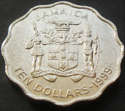 Moneda exotica 10 DOLARI / DOLLARS - JAMAICA, anul 1999 *cod 468 foto