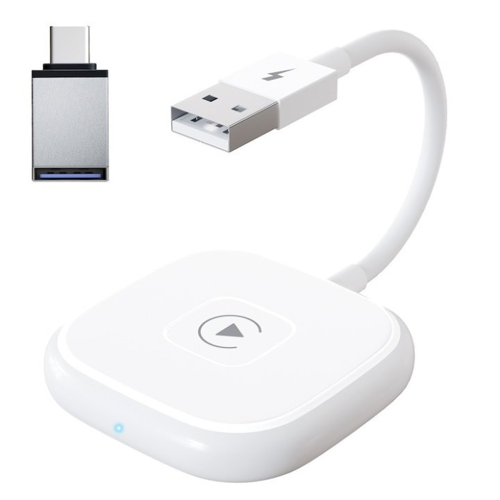 Apple CarPlay Auto Wireless cu adaptor USB la USB-C, 5GHz WiFi, 4.2 Bluetooth, Plug &amp; Play