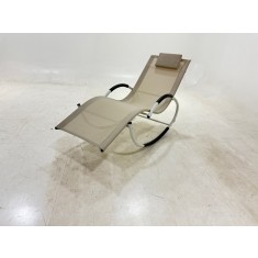Sezlong, balansoar gradina fier textilena bej 155 x 65 x 85 cm