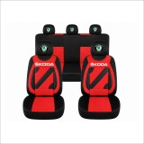 Set Huse Scaune Universale Nero Rosu Personalizate cu Skoda