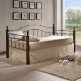 Cumpara ieftin Pat de zi Nika pakoworld culoare nuc lemn-negru metal 90x190cm