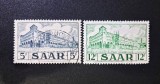 Regiunea Saar Teritoriul Saarland 1952 Poșta Centrală din Saarbr&uuml;cken Hauptpostamt 5F Albastru și 12F Verde Lot 2 Valori - OREF1