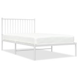 Cumpara ieftin Cadru de pat metalic cu tablie, alb, 100x190 cm