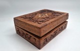 Cutie din Lemn de Teac Sculptata si Intarsii Os motive Florale 20 x 15 x 7 cm