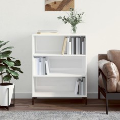 Bibliotecă, alb extralucios, 69,5x32,5x90 cm, lemn prelucrat