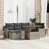 Cumpara ieftin Set de canapele pentru grădină cu pernă 7 pcs Gri Rattan poli