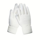 Manusi de dama, flippy, functie touchscreen (ecran tactil), material acril tricotat, manseta elastica, interior catifelat, marime universala, alb