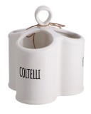 Cumpara ieftin Suport ustensile bucatarie ceramica alba neagra 16,5 x 13,5 x 18 cm