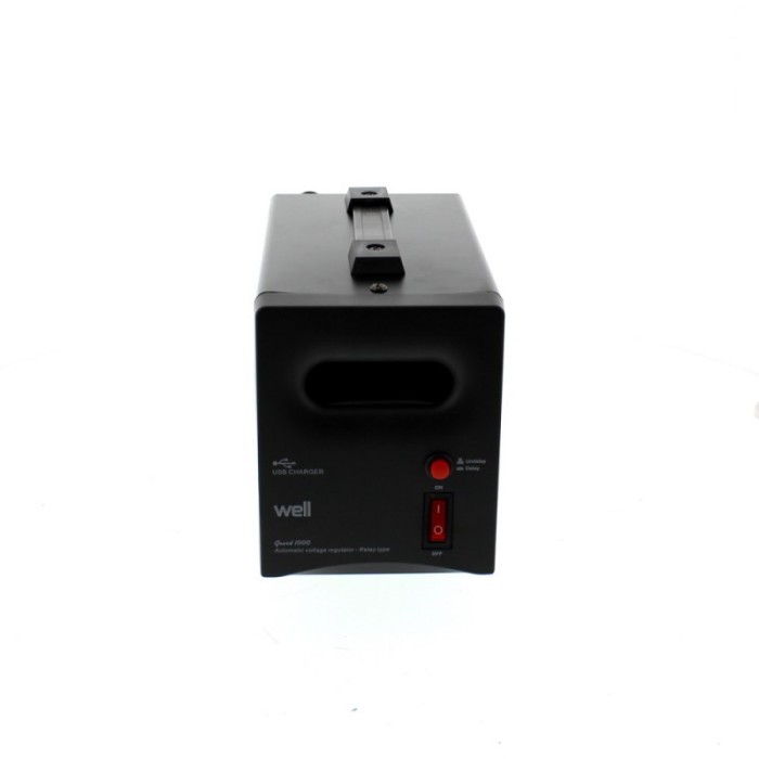 Stabilizator Well automat de tensiune cu releu, 1000VA, negru Stabilizator Well automat de tensiune cu releu, 1000VA, negru