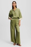 Karl Lagerfeld pantaloni femei, culoarea verde, lat, high waist, A2W10118