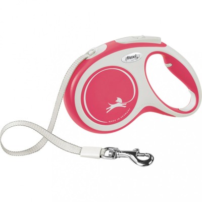 Flexi New Comfort, M Tape, lesa retractabila, 5m, rosu foto
