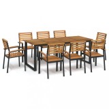 VidaXL Set mobilier de grădină, 9 piese, lemn masiv de acacia și metal