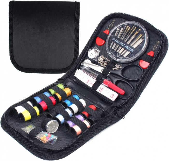 Set 72 piese ata si accesorii pentru cusut XYGK, borseta inclusa, multicolor