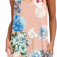 Femei Rochii de Vară Plajă Casual Tricou Plus Size Floral Mânecă Scurtă Loo