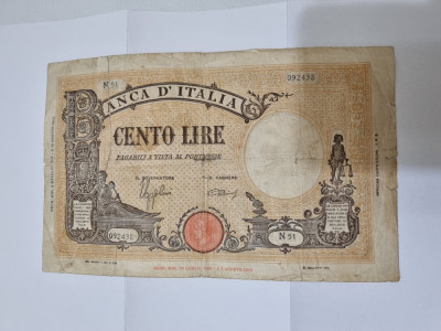 bancnota italia 100 L 1943-44 foto