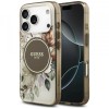 Husa MagSafe pentru Apple iPhone 17 Pro Max, Guess, IML Flower &amp; Tonal Circle, Maro
