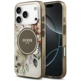 Husa MagSafe pentru Apple iPhone 17 Pro Max, Guess, IML Flower &amp; Tonal Circle, Maro