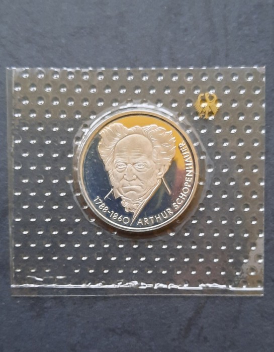 Moneda comemorativa - 10 DM &quot;A. Schopenhauer&quot;, litera D, 1988 - Proof - G 3552