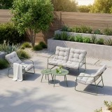 Set mobilier de gradina Kivanta 5 piese, verde deschis, cu perne