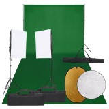 vidaXL Kit studio foto cu set de lumini, fundal și reflector 3094761