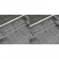 vidaXL Rigolă liniară de duș, 2 buc., 830 x 140 mm, oțel inoxidabil