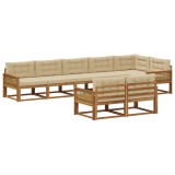vidaXL Set de canapele de exterior cu pernă 8 pcs Natural și Bej 3382671