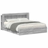 vidaXL Cadru de pat cu depozitare cu headboard Sonoma gri 200 x 200 cm 3434072