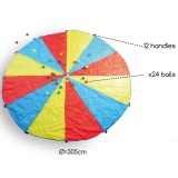 Parasuta Motricitate BS Toys, 305cm, 4+ ani, Joc Cooperare, Bile Incluse, Joc Educativ Interior/Exterior