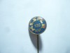 Insigna HESPER Romania - 120 ani Bucuresti - masini de prelucrare ,d=1,3cm