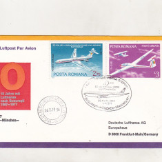 bnk fil Plic ocazional Zbor Lufthansa Bucuresti Munchen Frankfurt 1967-1977