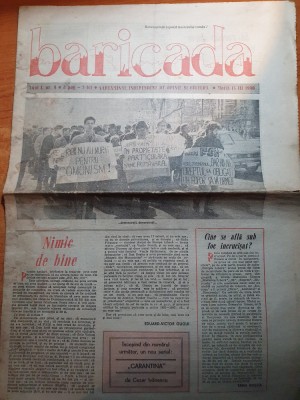 ziarul baricada 13 martie 1990-art. despre regele mihai- &amp;quot;coroana contra secera&amp;quot; foto