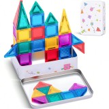 Set magnetic de constructie, 56 piese multicolor, diverse forme, 3.75 cm