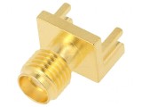 Mufă SMA Mamă Margine Dreaptă 50&Omega; SMT PTFE Aurit