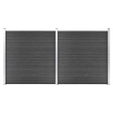 vidaXL Set de panouri de gard, negru, 353 x 186 cm, WPC