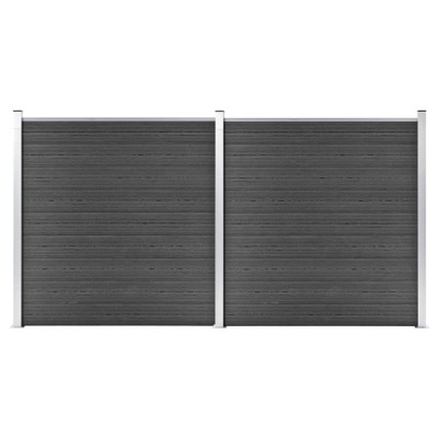 vidaXL Set de panouri de gard, negru, 353 x 186 cm, WPC foto