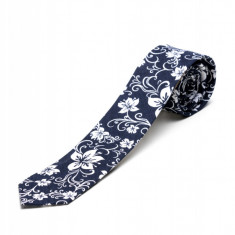 Cravata bleumarin print floral