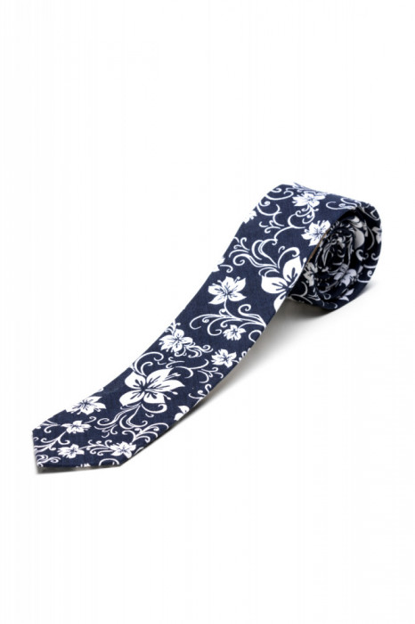 Cravata bleumarin print floral CR006