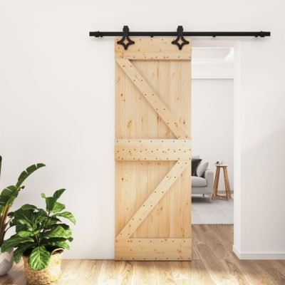 Ușă glisantă cu set de feronerie 70x210 cm, lemn masiv de pin foto