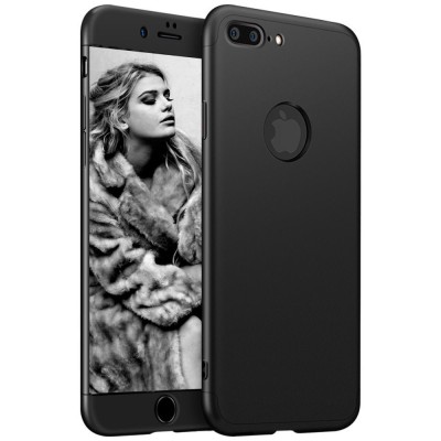 Husa telefon Apple Iphone 7 ofera protectie Subtire 3in1 Lux Design Black + Folie Sticla foto